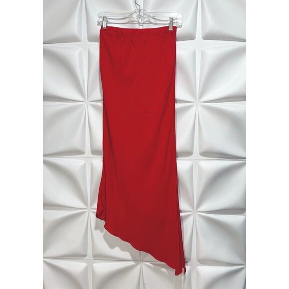 David Dart Sz S Red Long Crepe Tunic Dress & Maxi Skirt 2pc Set Gown RARE - Picture 7 of 10